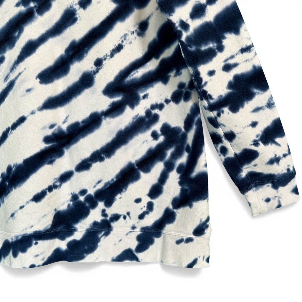 Lands End Sweatshirt Serious Sweats Tie Dye Crewneck Navy White Larg Tal 14 16 - Picture 9 of 11